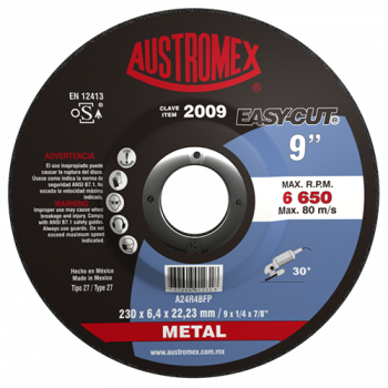 Disco para desbaste de metal 9 Pulg 2009 Austromex