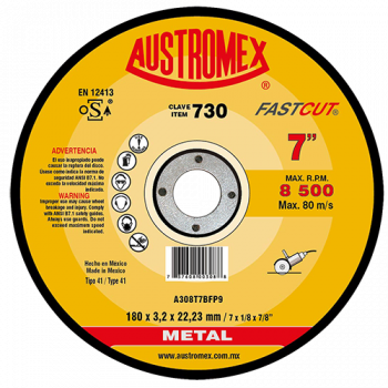 Disco para corte de acero inoxidable 7 Pulg 730 Austromex