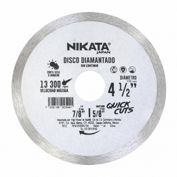 Disco Diamantado Rin Continuo 4 1/2" DCH-115 Nikata