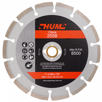 Disco de diamante segmentado HUM 7 Pulg 2558 Austromex