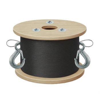 Cable De Acero Nylon Negro 1/8 " 150 M C/Ganchos CA142 Cayac