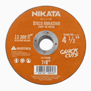 Disco de Corte de Metal 4 1/2" 50 Pzs DM-115MD Nikata 