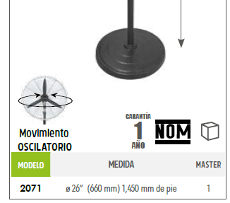 Ventilador Industrial de 26 con Pedestal 2071 Adir México